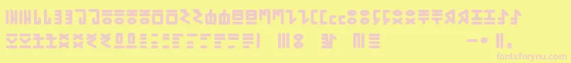 More about GENР RICA PRIMITIVA 01 Font GENР RICA PRIMITIVA 01 Font – Pink Fonts on Yellow Background